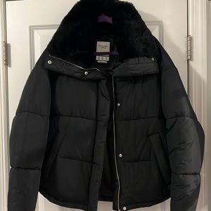 abercrombie black mini puffer
